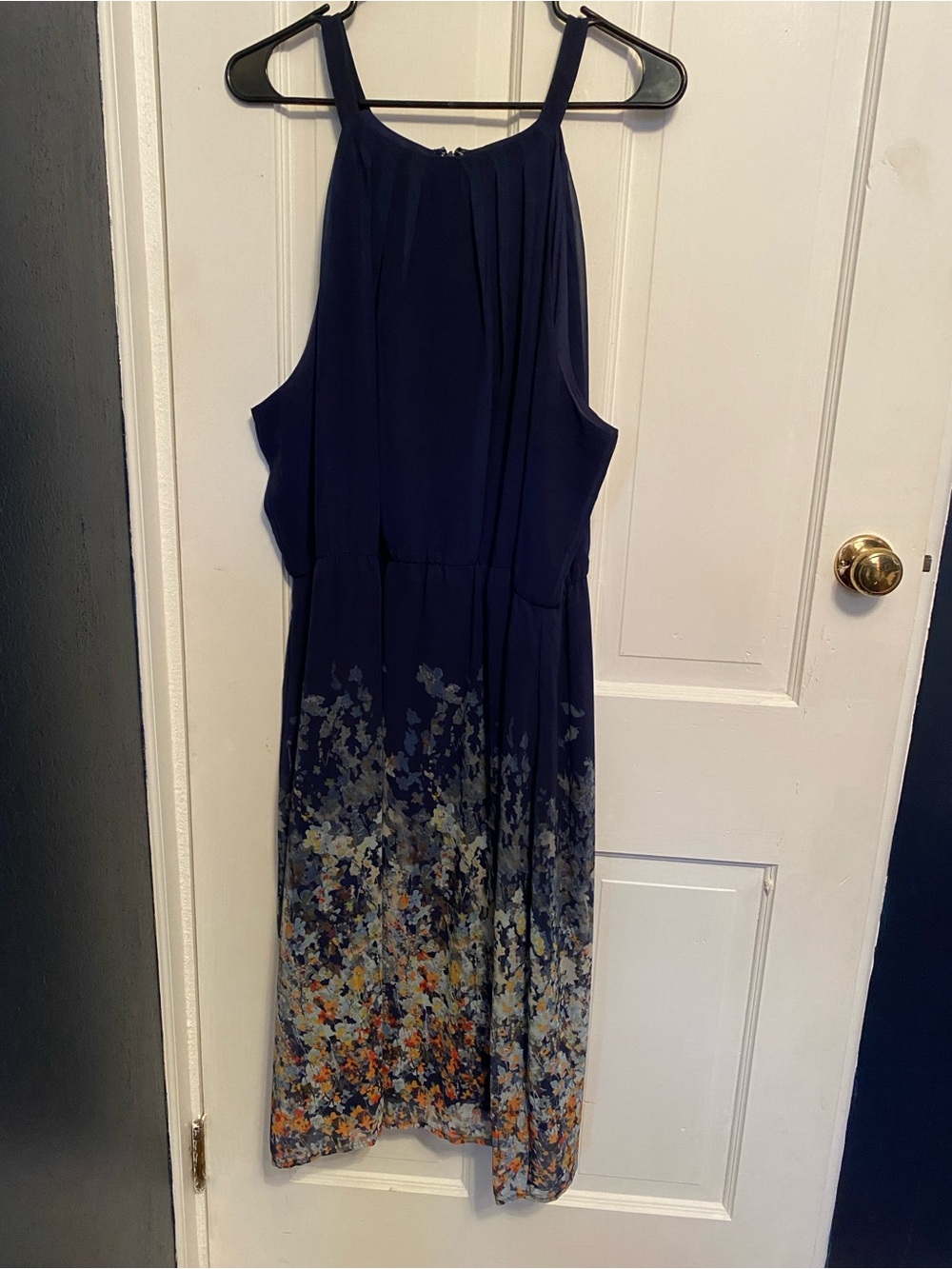 Modcloth Navy Maxi Dress with Floral Ombre Hem